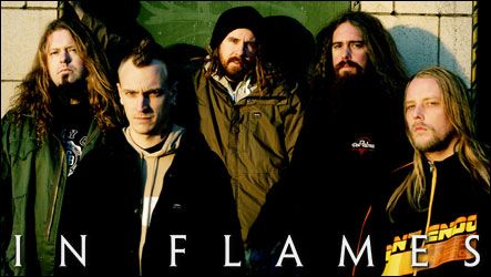 In flames