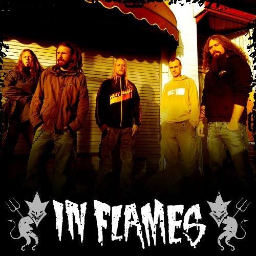 In flames