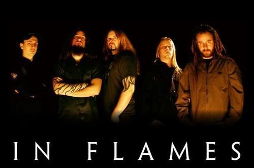 In flames