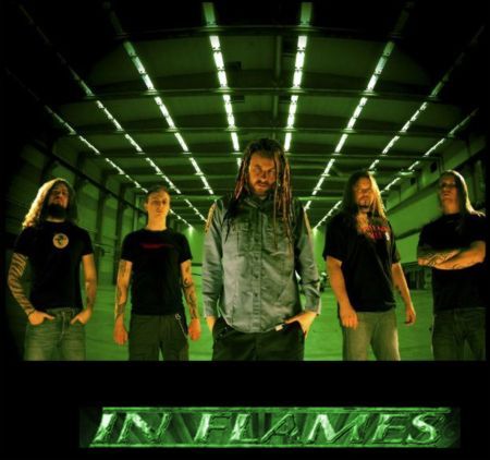 In flames